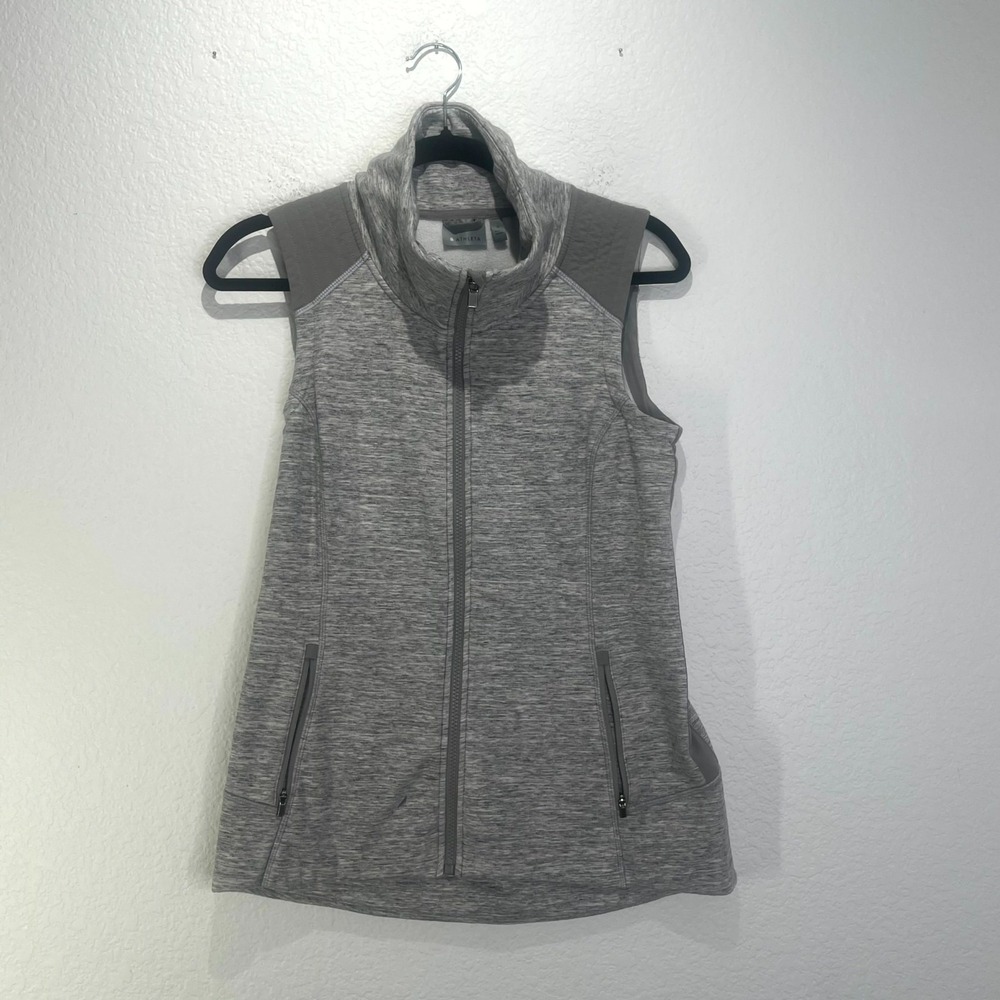 Athleta Stronger Vest‎ Womens Medium Gray Spacedye Stretch Workout Gym Training
